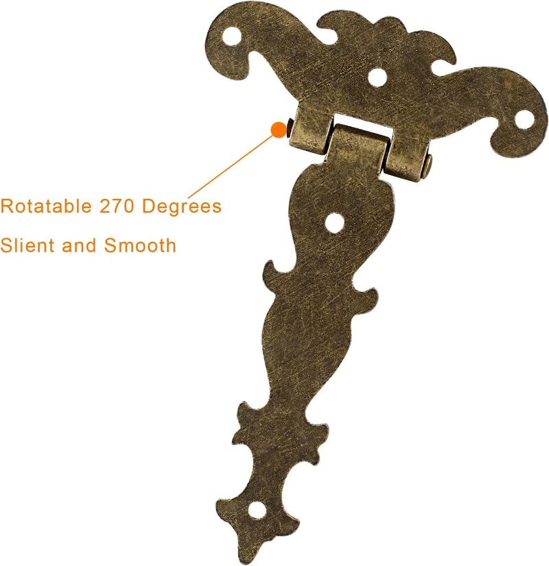 Aracombie 4pcs T Strap Hinges, Decorative Tee Hinge, Antique Bronze Barn Door Hinges, Zinc Alloy T Hinge for Wood Fence Swing Gate Windows, 4.4" x 2.7" - Image 4